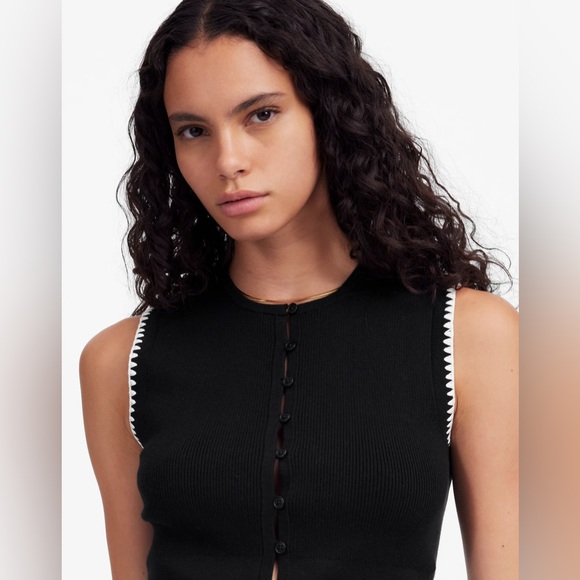 Madewell Blanket-Stitch Crewneck Sweater Tank Size S NWT - Picture 5 of 10